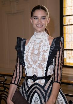 Sara Sampaio see through at Jean Paul Gaultier Fashion Show in Paris
