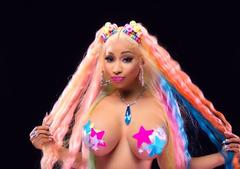Busty Nicki Minaj topless with pasties in Trollz