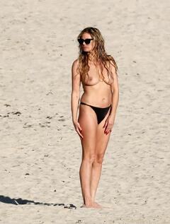 Heidi Klum topless at the beach in St Barts - January 2025