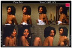 Ebony Pam Grier flashing her nude boobs at Drum