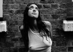 Luna Blaise hard nipples black-&-white image