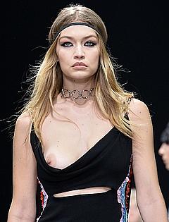 Gigi Hadid nip slip runway photo