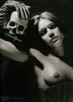 Natalia Vodianova topless black-&-white photo