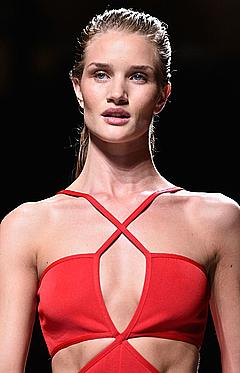 Rosie Huntington-Whiteley in red runway shot