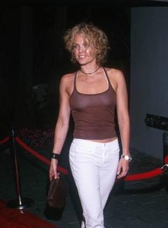 Dina Meyer in see through top at red carpet