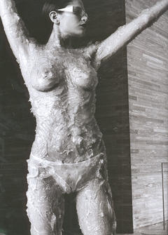 Frankie Rayder topless black-&-white photo
