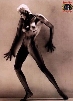 Brigitte Nielsen fully nude black-&-white image