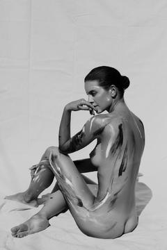 Carleen Laronn fully nude black-&-white image
