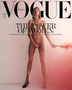 Anja Rubik nude cover her pussy for Vogue Magazine