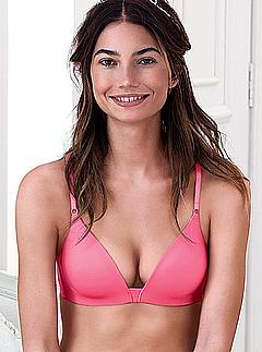 Lily Aldridge in pink lingerie bra