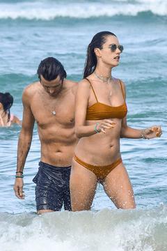 Alessandra Ambrosio in a bikini at the beach in Florianopolis