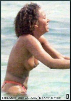 Melanie Brown topless in a ocean paparazzi photo