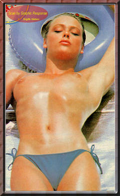 Young Brigitte Nielsen sunbathing topless