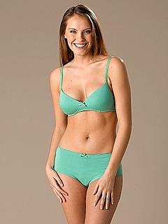 Laura Garrett in green lingerie