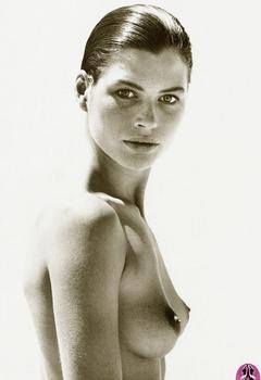 Carre Otis topless black-&-white photo