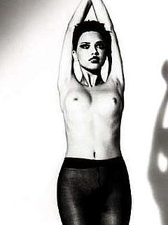 Adriana Lima topless in pantyhose