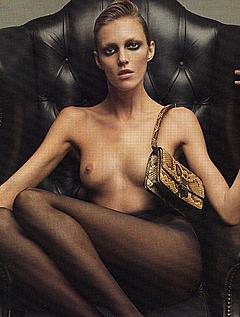 Anja Rubik topless in pantyhose