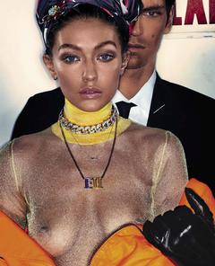 Gigi Hadid nude tits under see through top