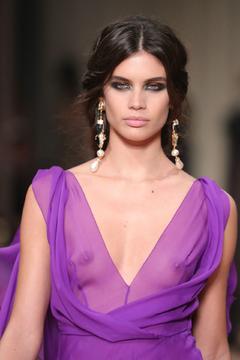 Sara Sampaio in see through dress runway image