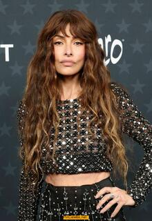 Sarah Shahi braless in see through dress at 31st Annual Critics Choice Awards in Santa Monica