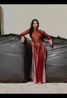 Demi Lovato braless in sheer dress for Who What Wear - November 2025