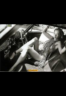 Tatjana Patitz braless oin a car for Playboy Magazine, Germany - September 1999