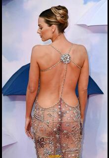 Margot Robbie see through to ass at A Big Bold Beautiful Journey London premiere