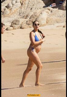 Olivia Culpo shows off her baby bump in a blue bikini in Los Cabos - June 07, 2026