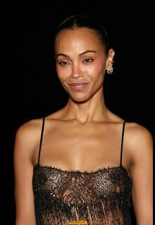 Zoe Saldana see through to tits at Saint Laurent Womenswear Spring∕Summer 2027 show at Paris Fashion Week - September 29, 2026