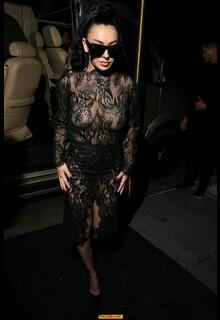 Charli XCX see through to boobs at the Saint Laurent Met Gala After Party