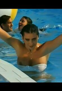 Sabrina Salerno boob slip in the pool at Boys
