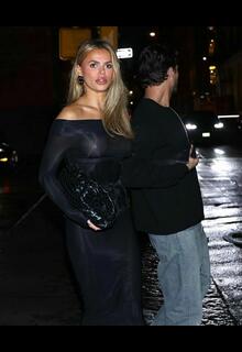 Brooks Nader in see through gown leaving Sartiano's Restaurant - March 2025