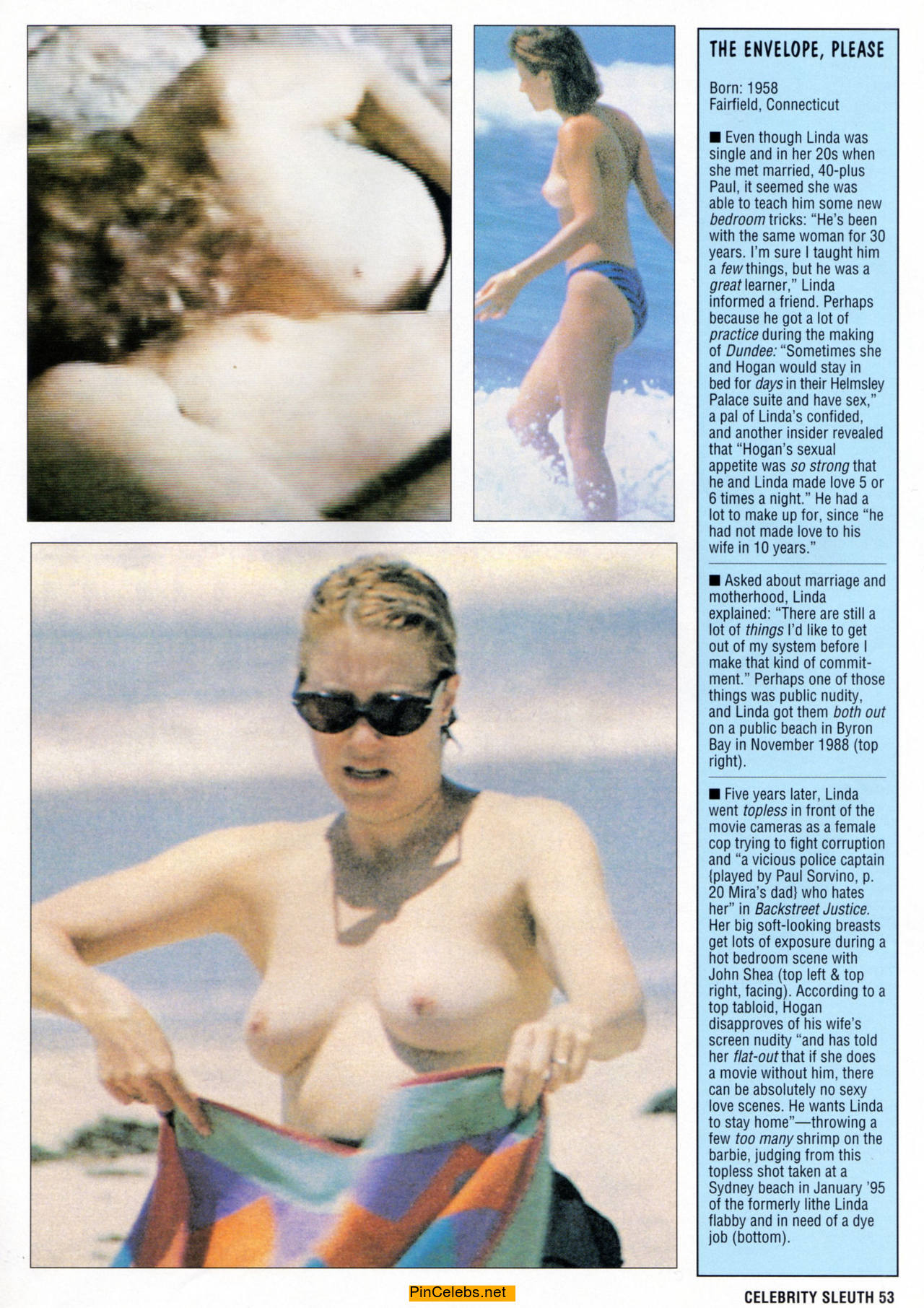 Linda Kozlowski topless paparazzi collage