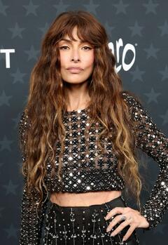 Sarah Shahi braless in see through dress at 31st Annual Critics Choice Awards in Santa Monica