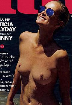 Laeticia Hallyday topless for magazine