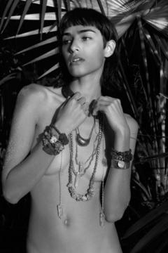 Margaux Brooke topless try to cover her nude tits