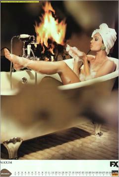 Linda Santaguida naked in a bathtub for Maxim Magazine calendar