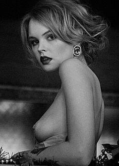 Anastasiya Scheglova nude breast black-&-white image