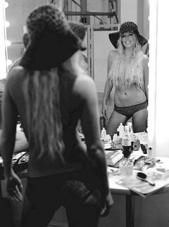 Annalise Braakensiek topless in a mirror