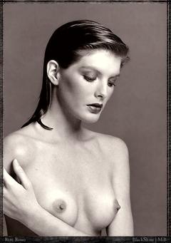 American actress Rene Russo topless black-&-white scan