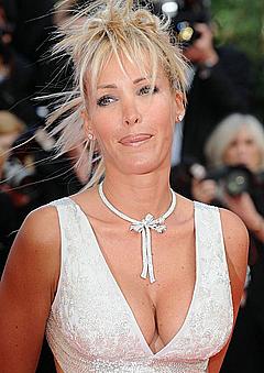 Ophelie Winter sexy cleavage in white dress