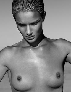 Rosie Huntington-Whiteley topless black-&-white image