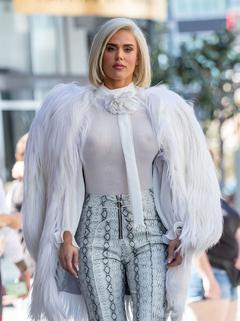CJ Perry braless in see through top