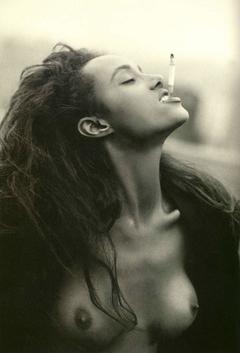Iman smoking topless
