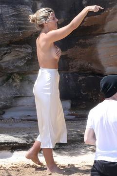 Natasha Oakley braless during photoshoot