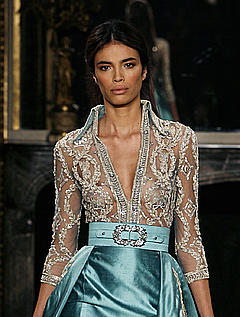 Marie Meyer in see through top runway photo