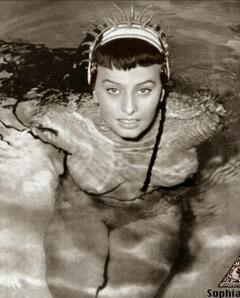 Italian actress Sophia Loren nude in a water