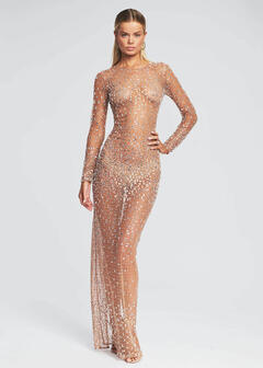 Frida Aasen braless in see through dress for Retrofete 2022