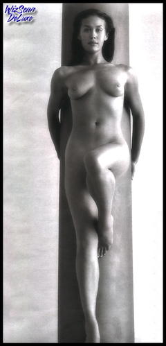 Megan Gale naked black-&-white photo