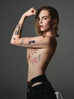 Cara Delevingne topless but covered for Calvin Klein Pride Campaign Summer 2024
